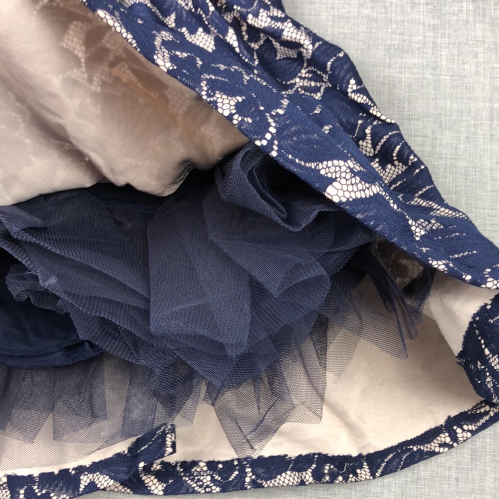 Crystal Doll Navy Lace Belted Flare Dress Sz 5 & 7 - Picture 5 of 6